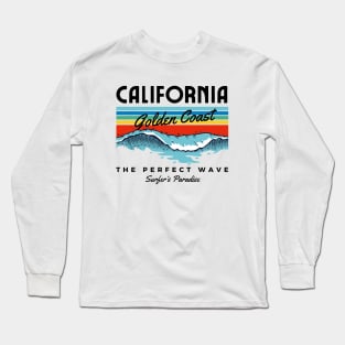 California Golden Coast Retro Surfing Surfer Beach Long Sleeve T-Shirt